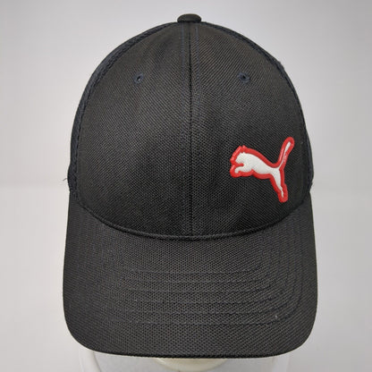 PUMA Strapback Mesh Back Hat Black One Size Solid Adjustable 6 Panel