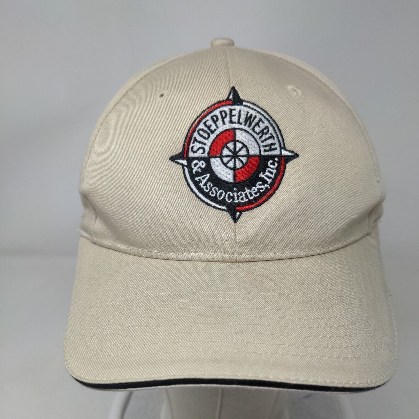 Stoeppelwerth & Associates Strapback Hat Tan Adjustable Embroidered Compass Logo