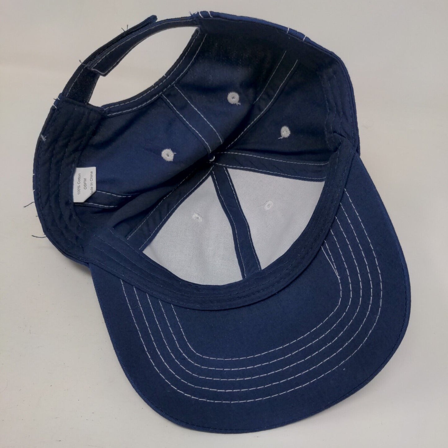 Unbranded Strapback Hat Blue OSFM Adjustable Vented Holes 6 Panel Blank