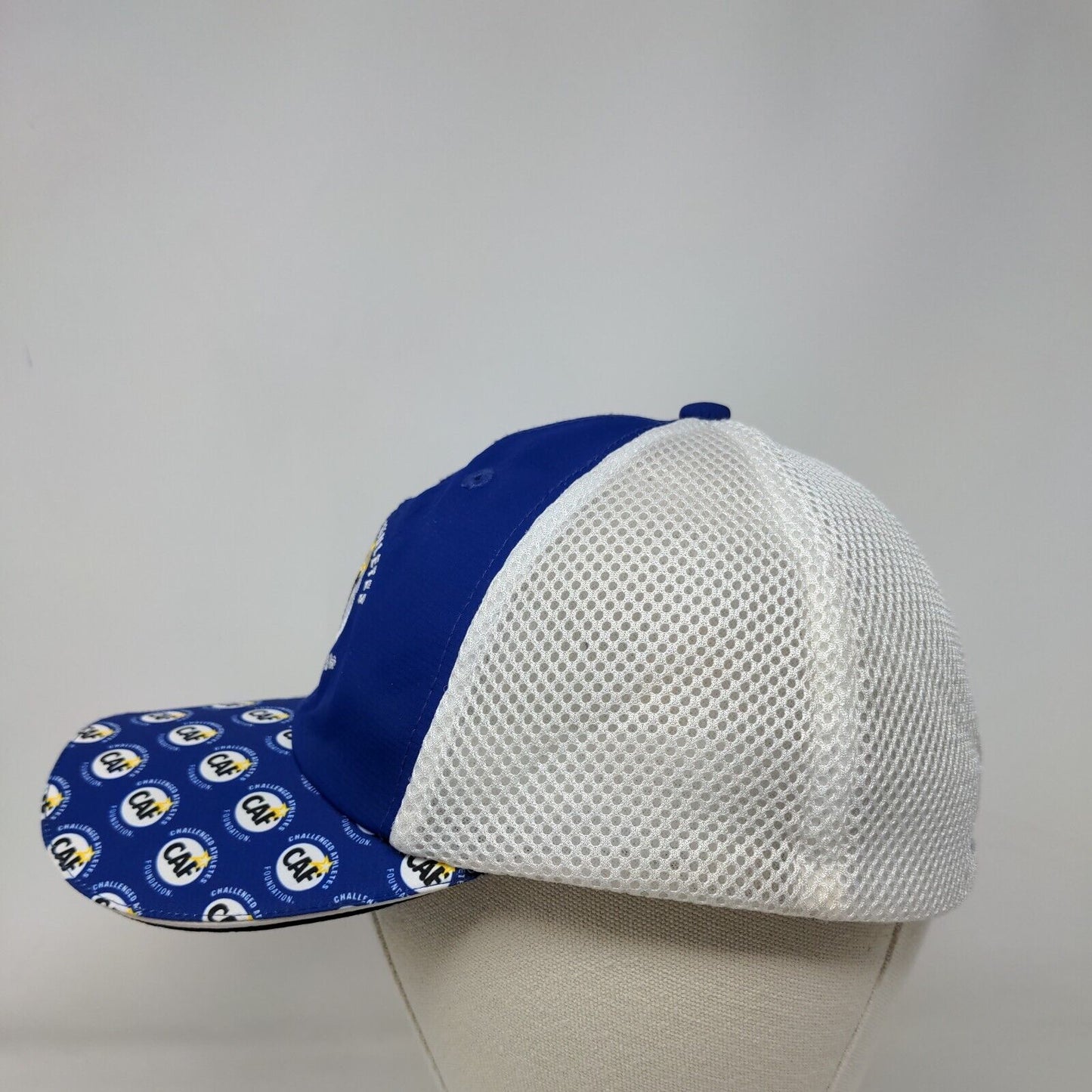 CAF Challenged Athletics Foundation Fitted Trucker Hat Blue One Size Mesh Back