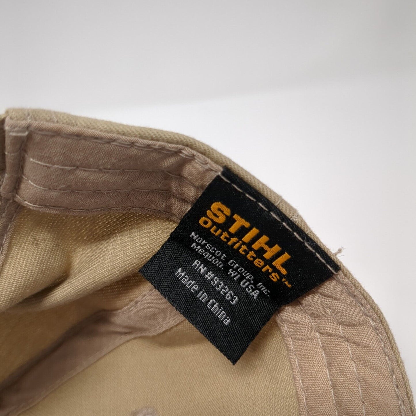 Stihl Strapback Hat Tan One Size Adjustable Colorblock Embroidered