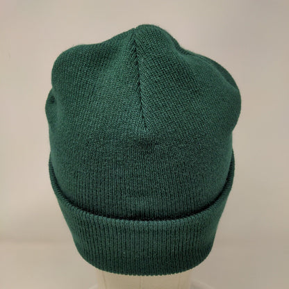 A New State of Mind Beanie Hat Green One Size Knitted Stretch Embroidered