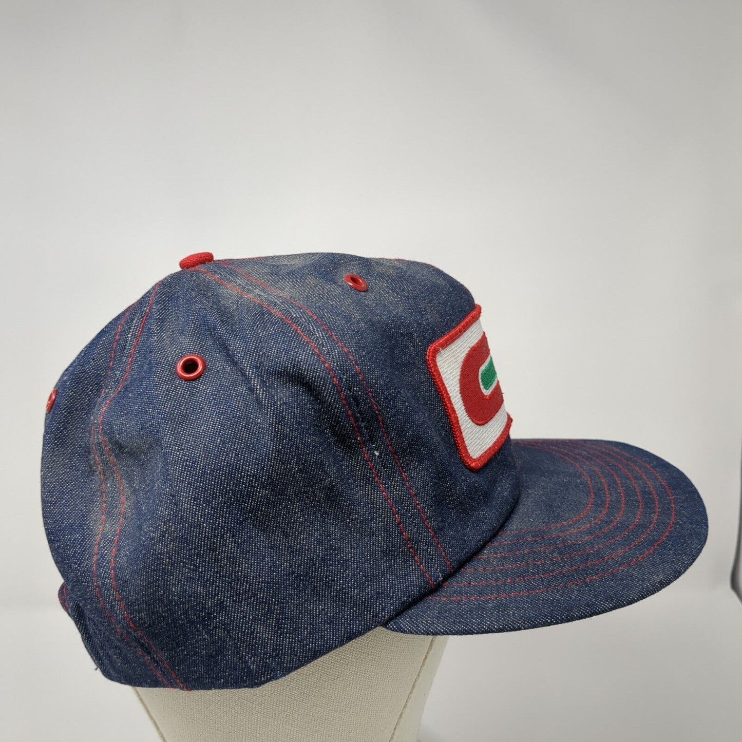 CF Snapback Hat Blue One Size Adjustable Embroidered Denim 6 Panel Tonkin