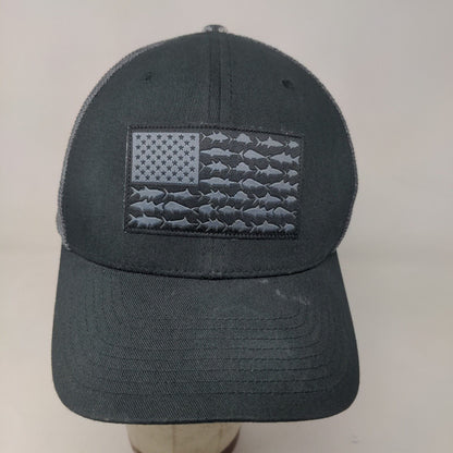 Columbia PFG Men's Fitted Mesh Back Hat Black Size L/XL Embroidered Fish Flag