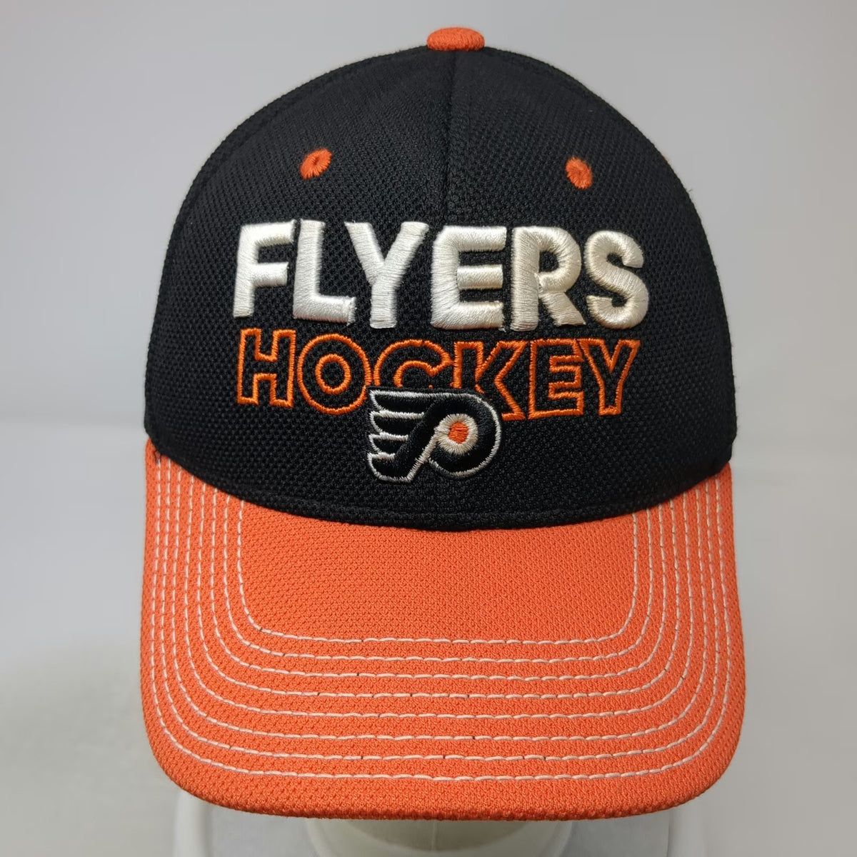 Adidas Philadelphia Flyers NHL Baseball Cap Black Orange Size M Stretch Fit Hat