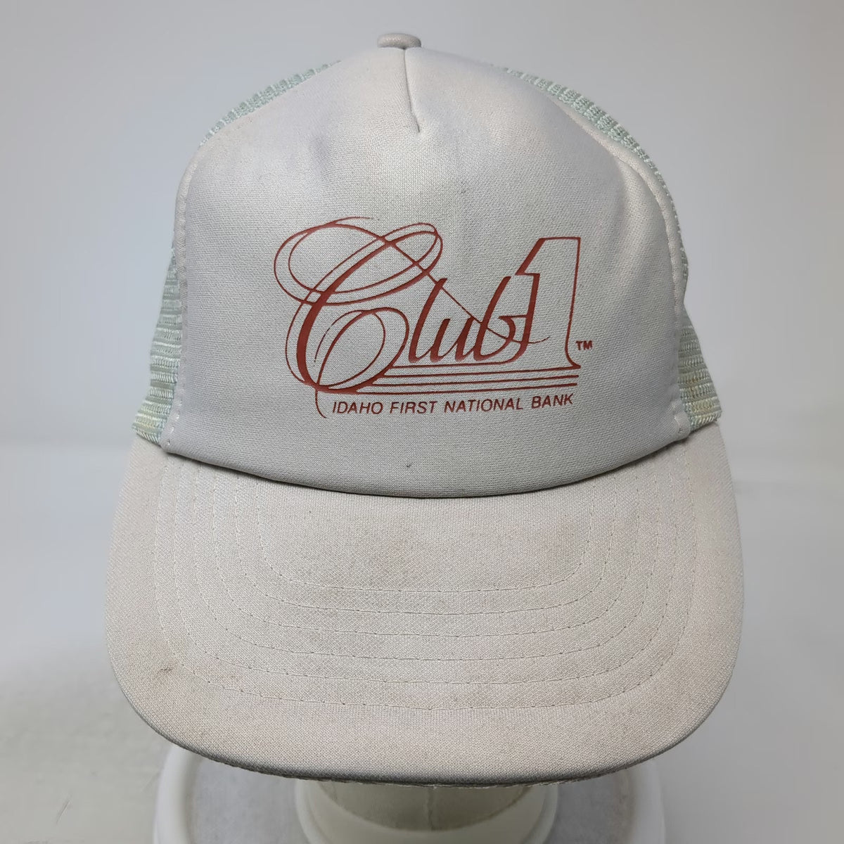 Sportcap Trucker Hat Gray L Idaho First National Bank Club 1 Mesh Back Snapback
