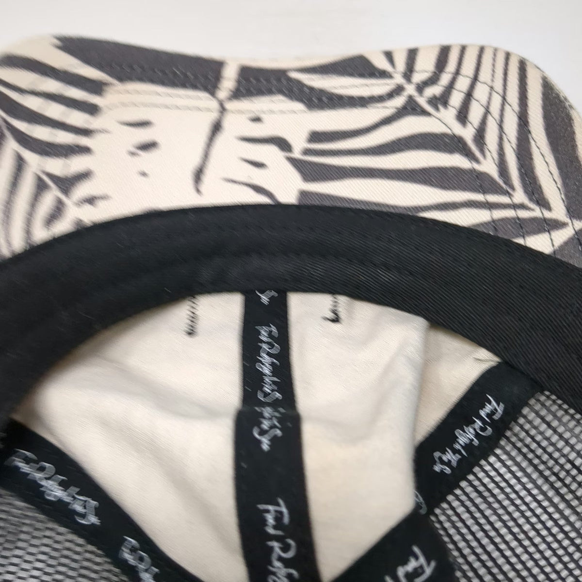 Salty Crew Trucker Hat Black Beige One Size Palm Print Mesh Snapback Tropical