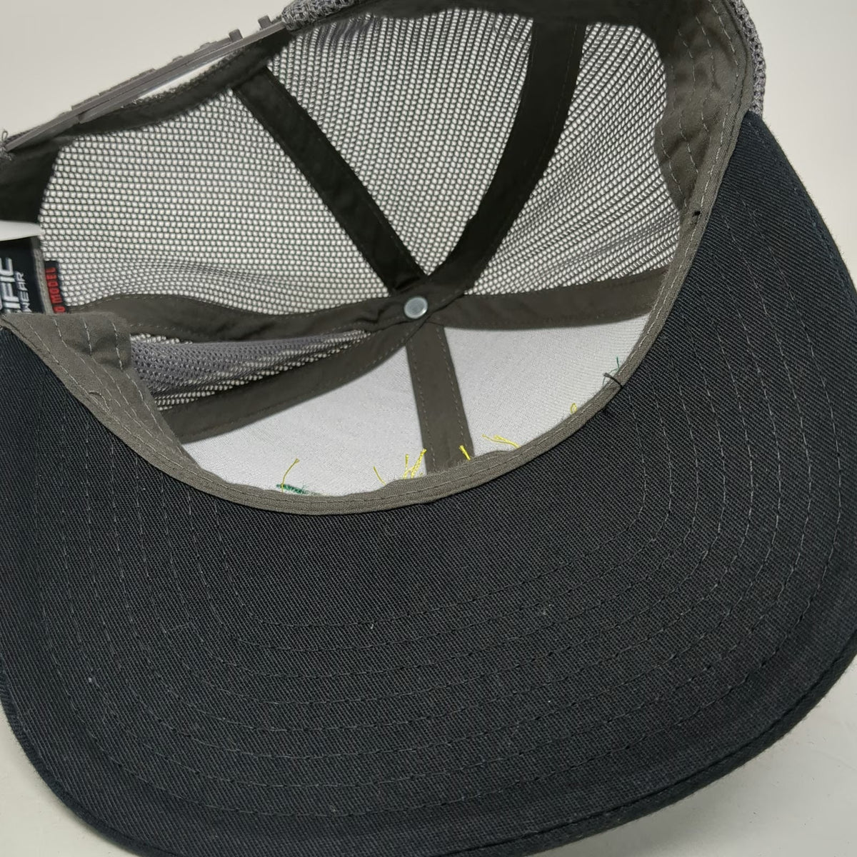 Pacific Headwear Trucker Hat Black One Size Mesh Back Snapback Embroidered Logo