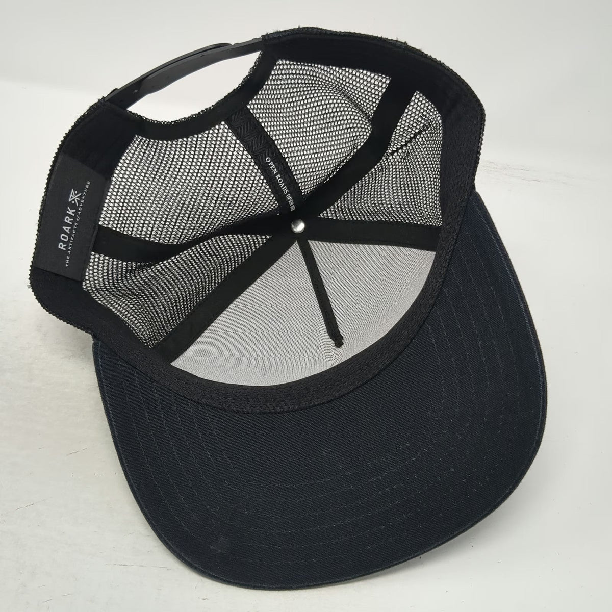 Roark Trucker Hat Black One Size Mesh Back Snapback Expedition Logo Patch Hat