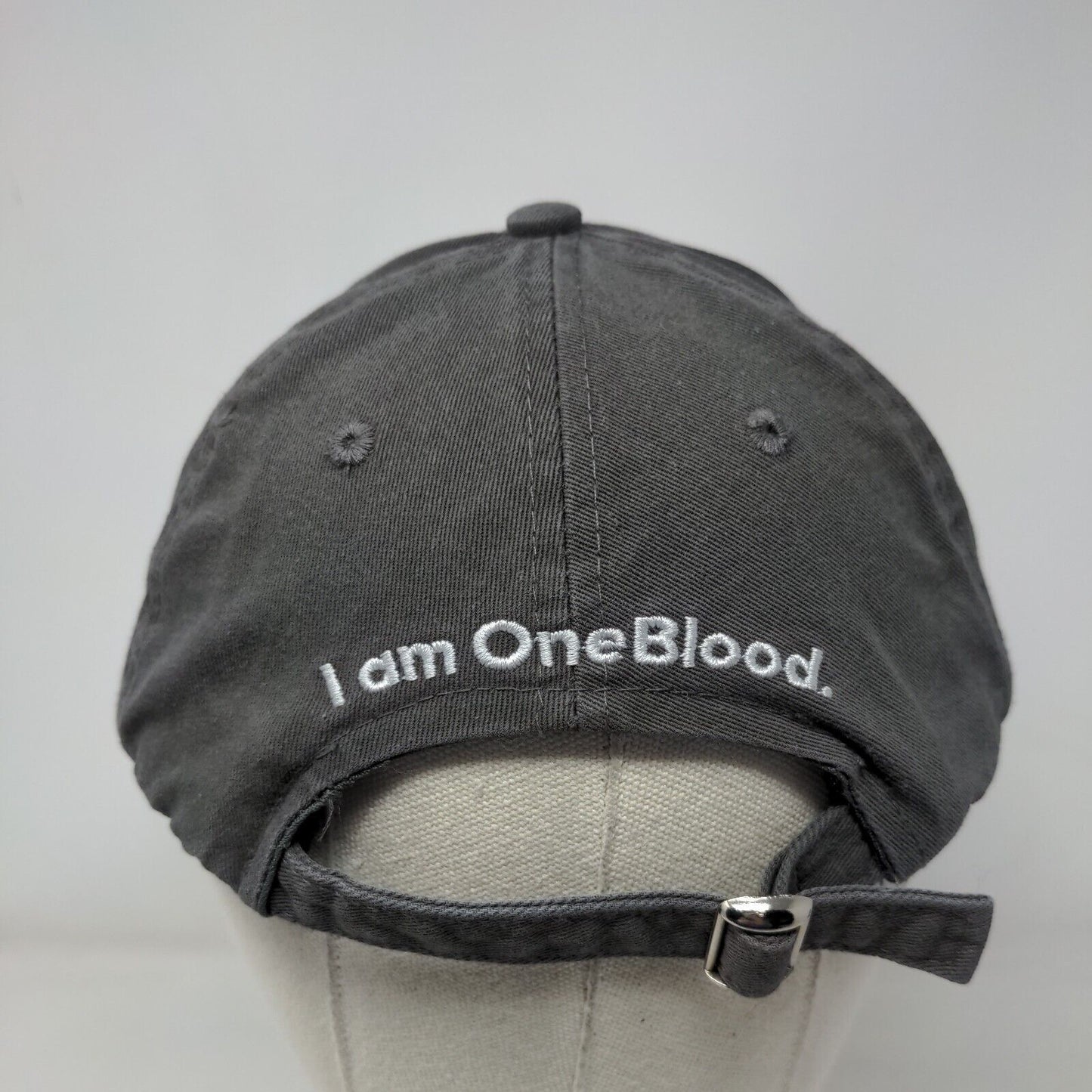 Hero I Am One Blood Slideback Hat Gray One Size Embroidered 6 Panel