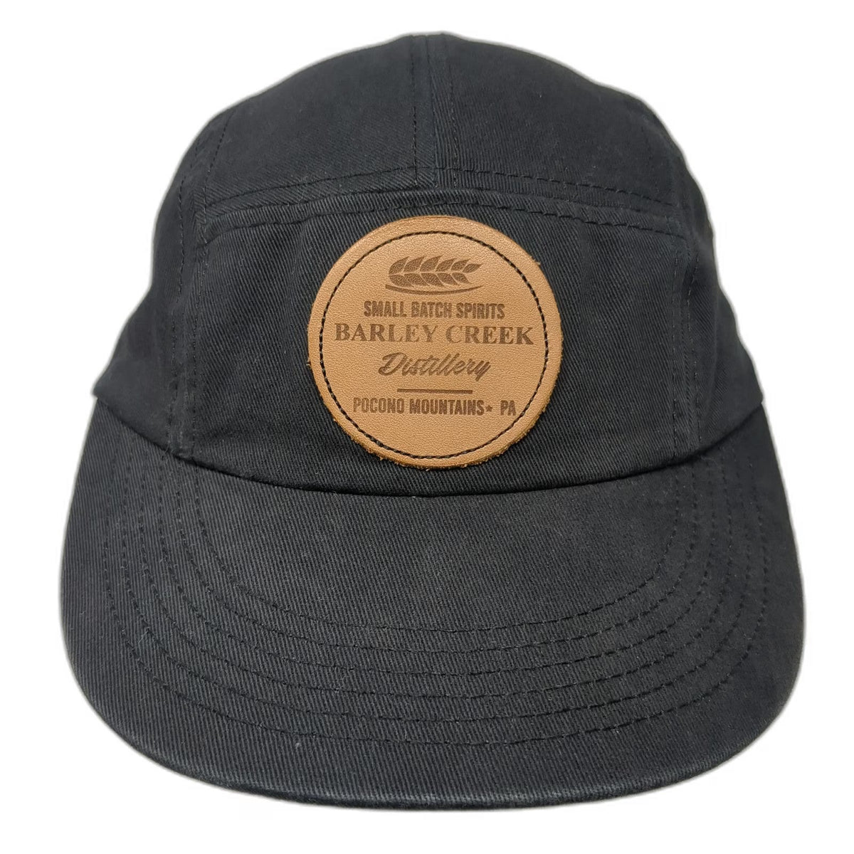 Elegan 5 Panel Black One Size Barley Creek Distillery Leather Patch Poconos Hat