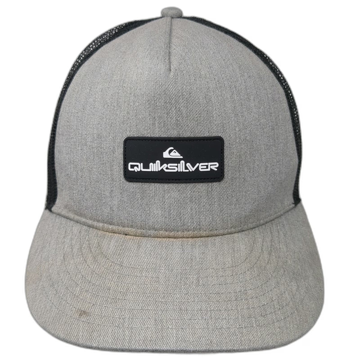 Quiksilver Trucker Hat Gray Black One Size Snapback Mesh Front Logo Patch