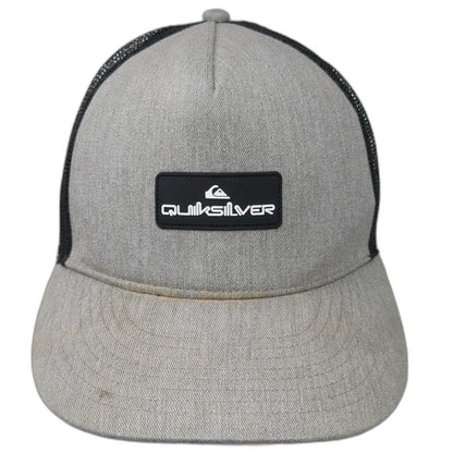 Quiksilver Trucker Hat Gray Black One Size Snapback Mesh Front Logo Patch
