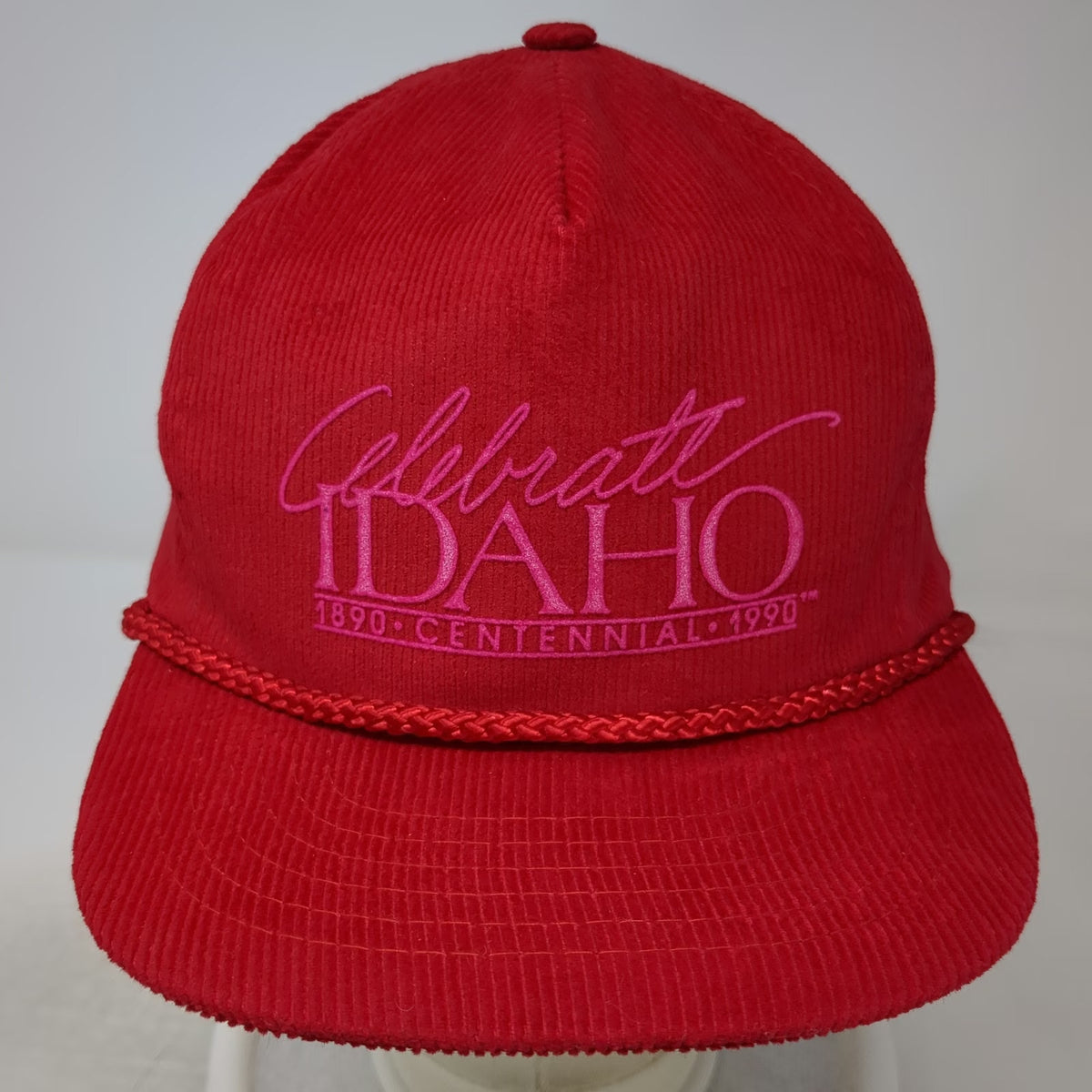 Ama Pro Trucker Red Hat One Size Rope Brim Corduroy Celebrate Idaho Centennial