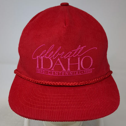 Ama Pro Trucker Red Hat One Size Rope Brim Corduroy Celebrate Idaho Centennial