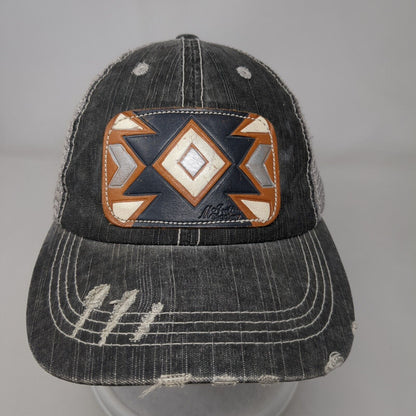 McIntire Saddlery Strapback Trucker Hat Gray OS Adjustable Distressed Mesh Back