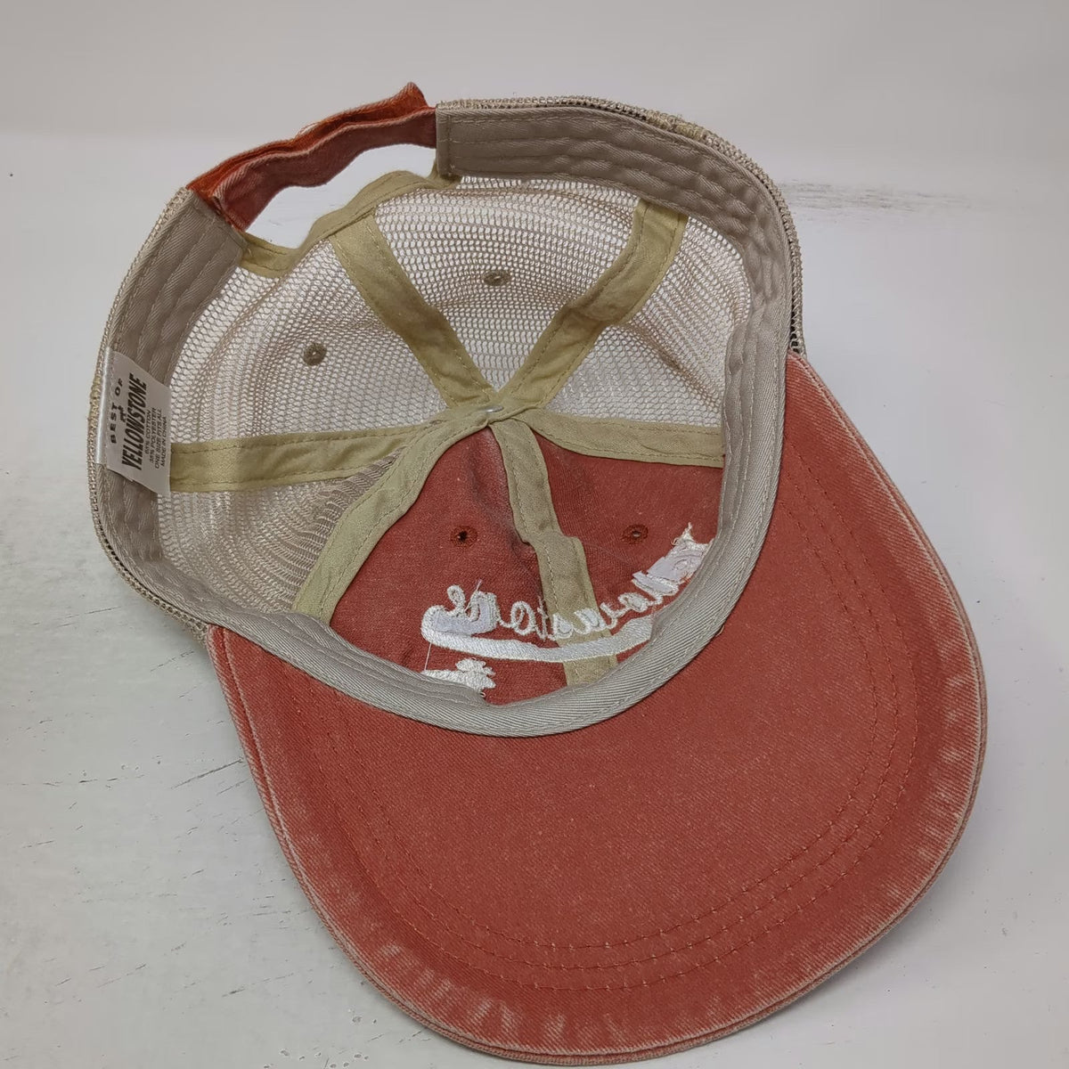 Best of Yellowstone Trucker Hat Orange One Size Mesh Moose 1872 Embroidered
