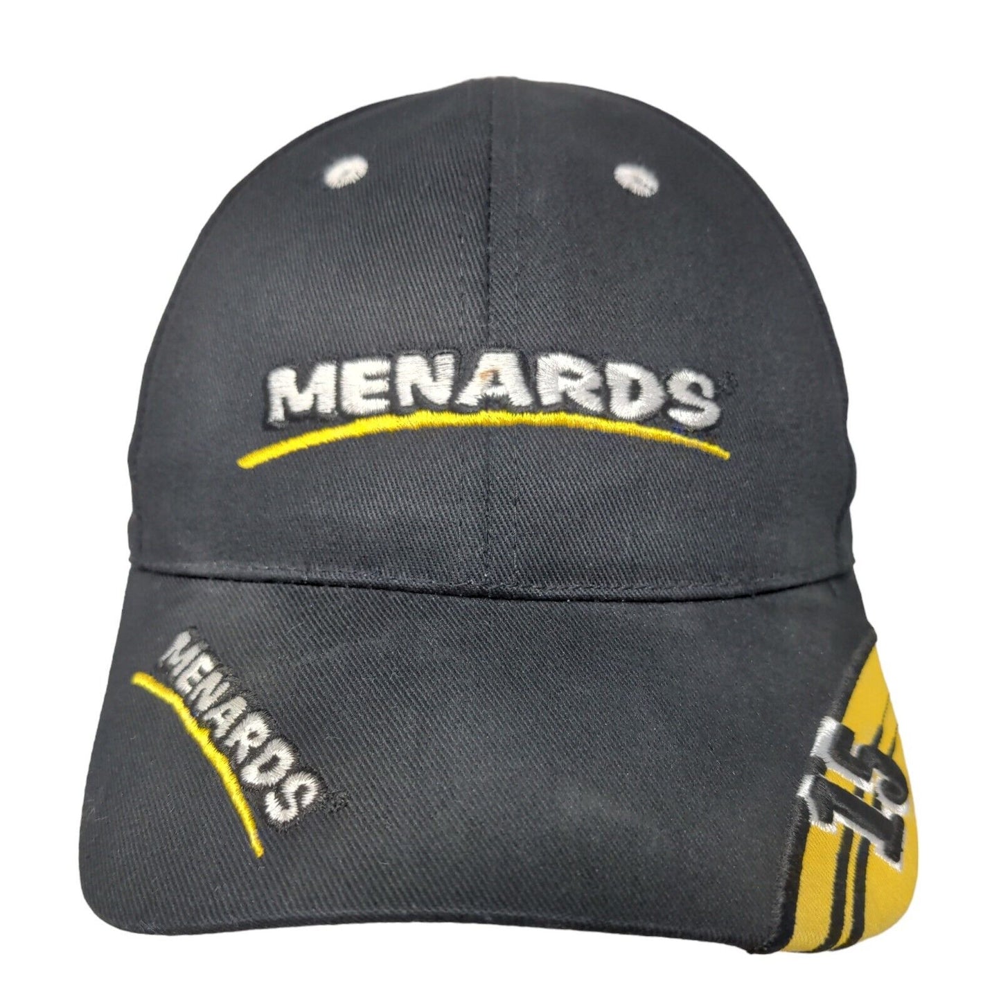 Menards Men's Strapback Hat Black Adjustable Embroidered #15 Logo