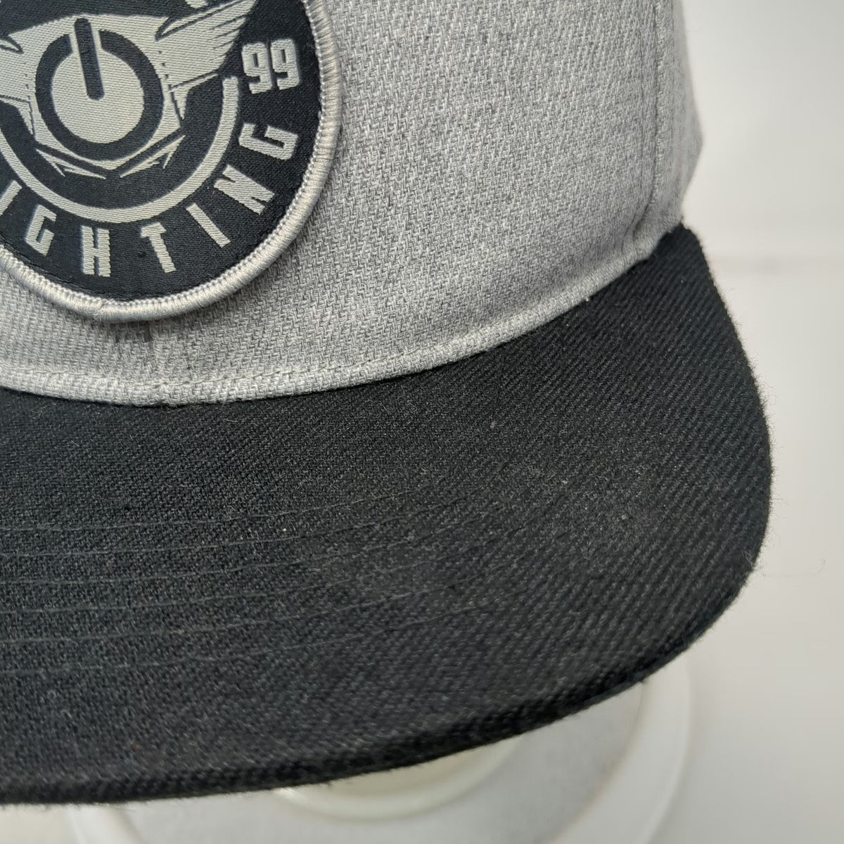 Oracle Lighting Snapback Hat Gray Black One Size Flat Brim Logo Patch Two Tone