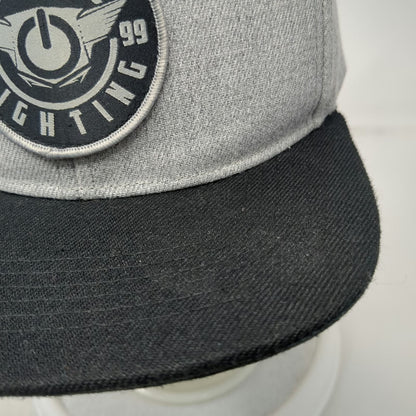 Oracle Lighting Snapback Hat Gray Black One Size Flat Brim Logo Patch Two Tone