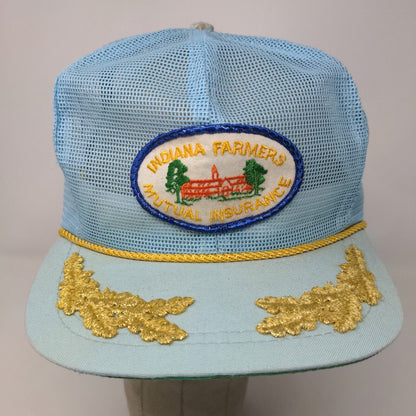 Derby Cap Mens Mesh Back Trucker Hat Blue Scrambled Eggs Indiana Farmers Vintage