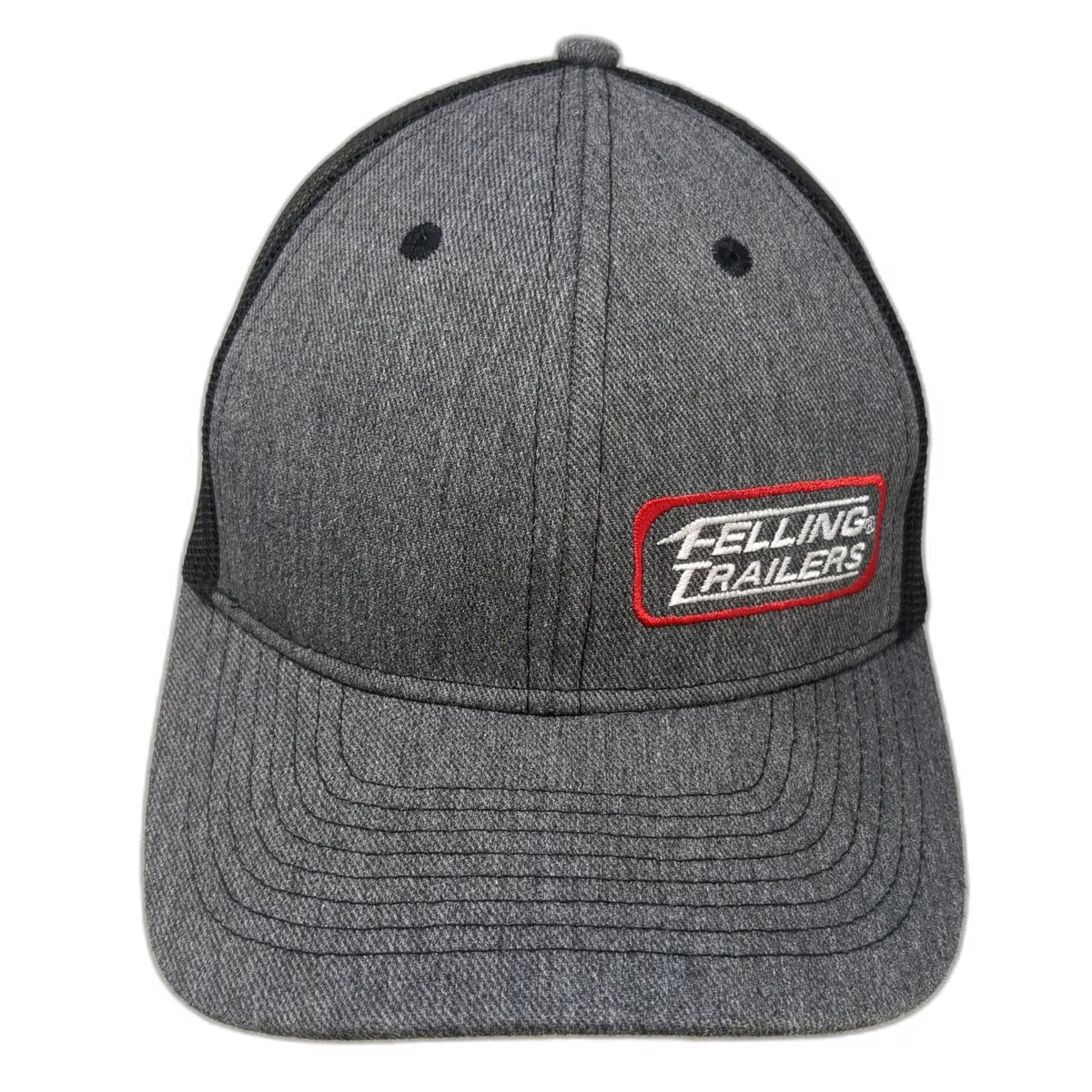 Felling Trailers Trucker Hat Gray OSFM Mesh Back Snapback Logo Patch Work Cap