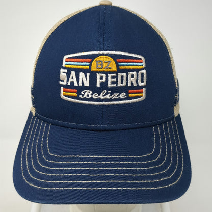 Fahrenheit Headwear Trucker Hat Blue One Size San Pedro Belize Mesh Back Patch