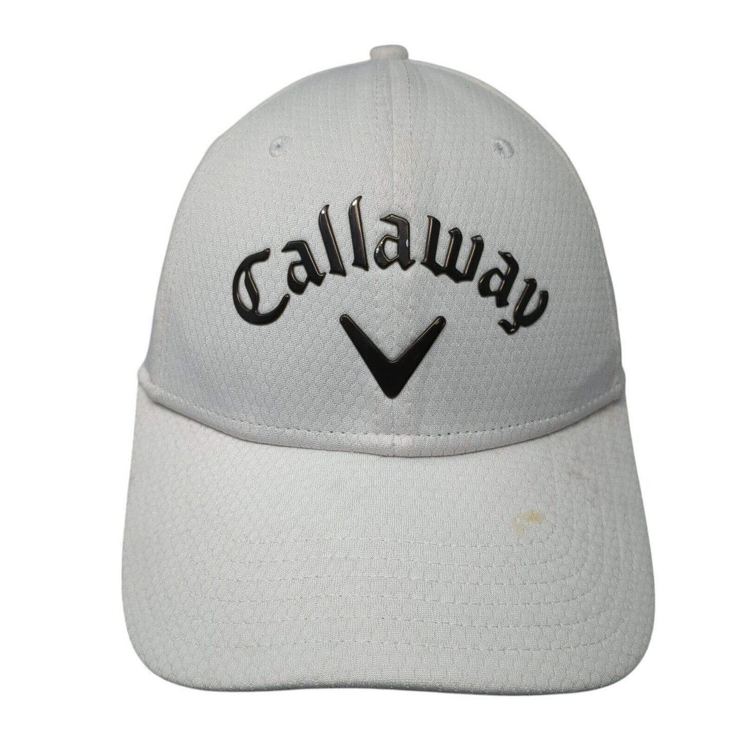Callaway Strapback Hat White One Size Adjustable Breathable Emblem Polyester