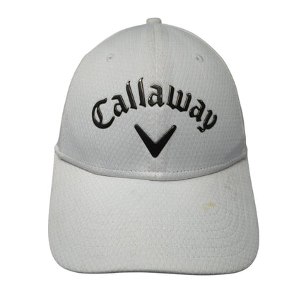 Callaway Strapback Hat White One Size Adjustable Breathable Emblem Polyester
