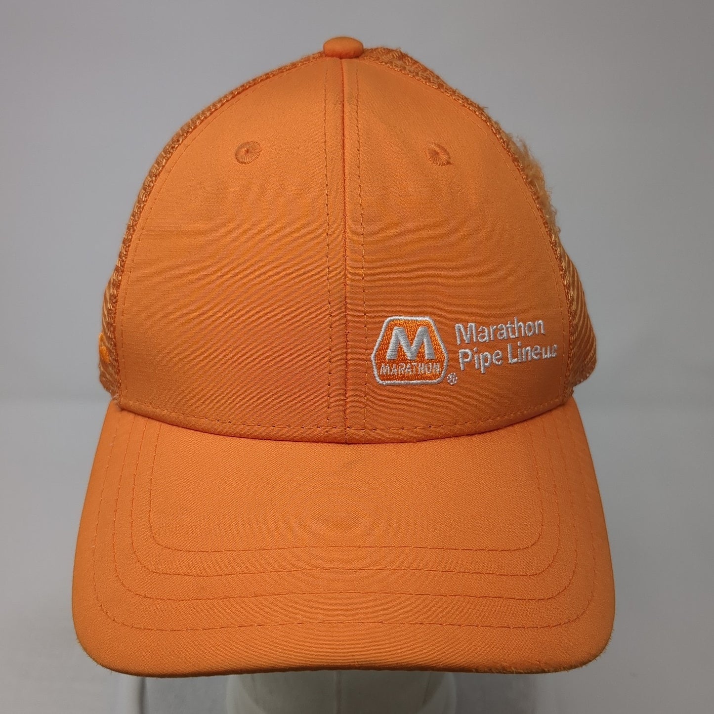 Marathon Pipe Line Snapback trucker Hat Orange OS Adjustable Mesh Back Pukka