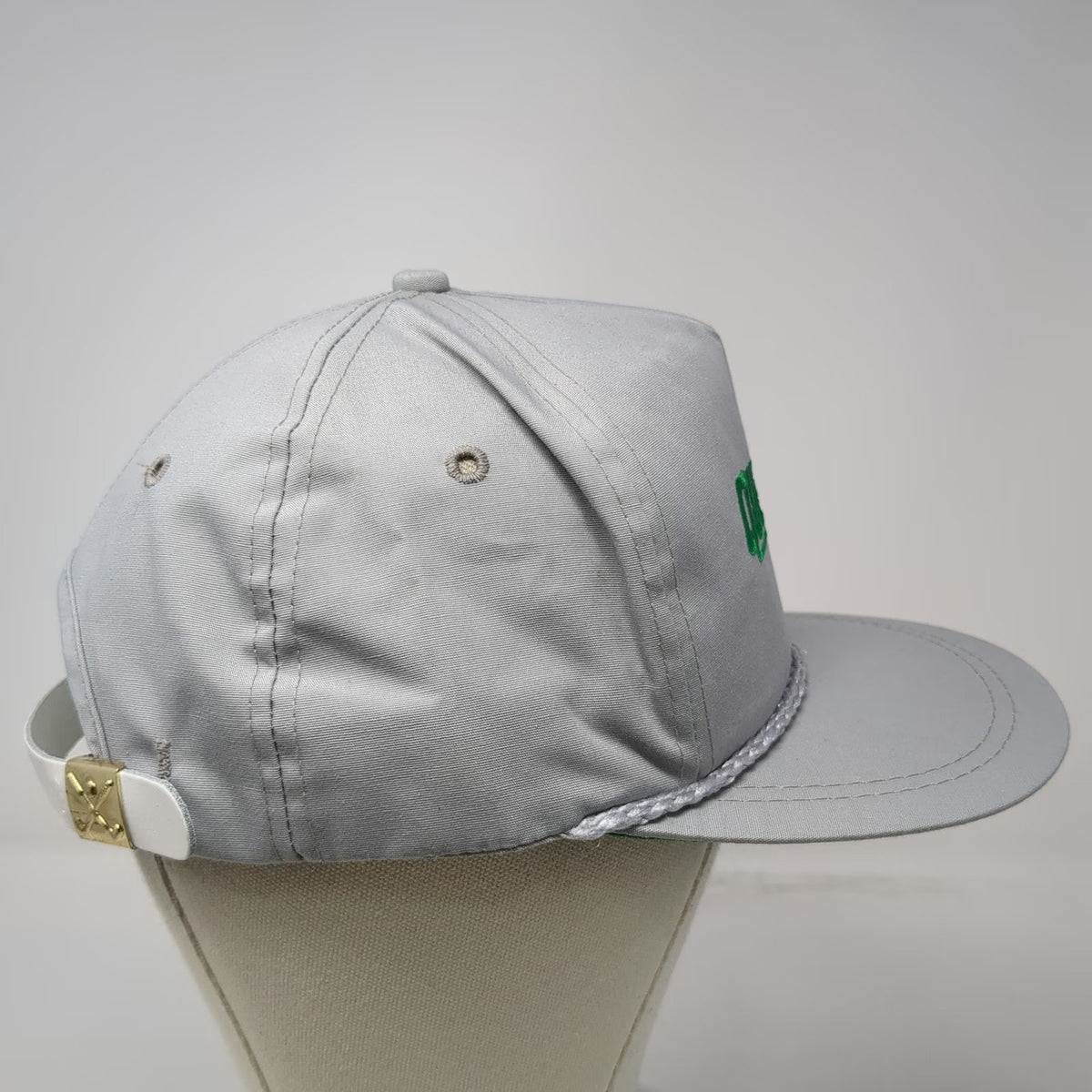 K-Brand Trucker Gray One Size Quantum Hat Green Rope Slideback Made in USA Twill