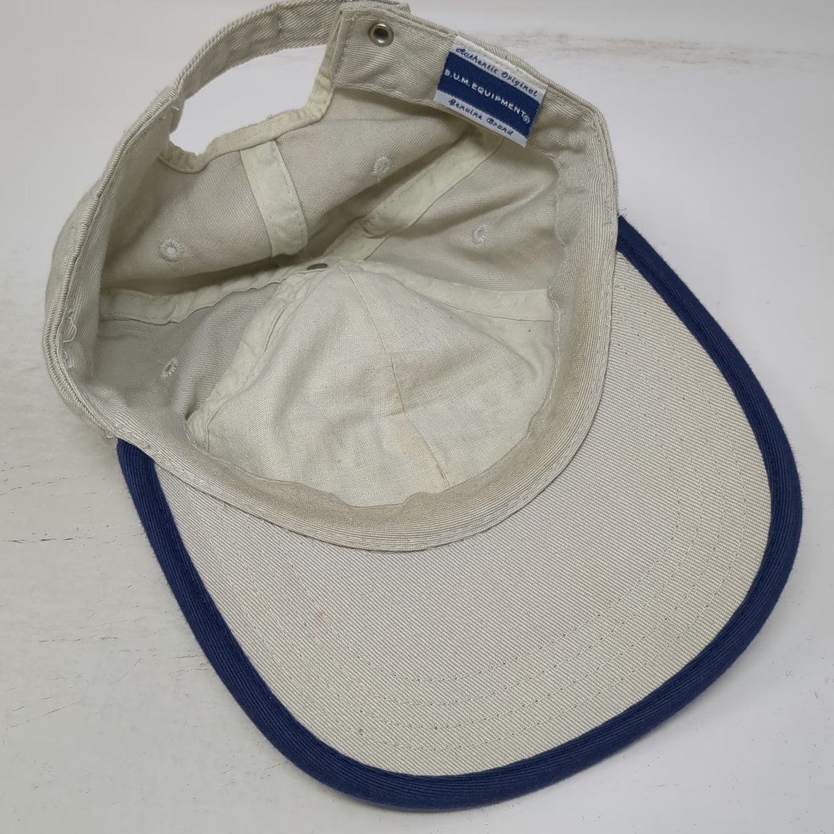 B.U.M. Equipment Baseball Cap Beige One Size Embroidered Logo Slideback Trim Hat