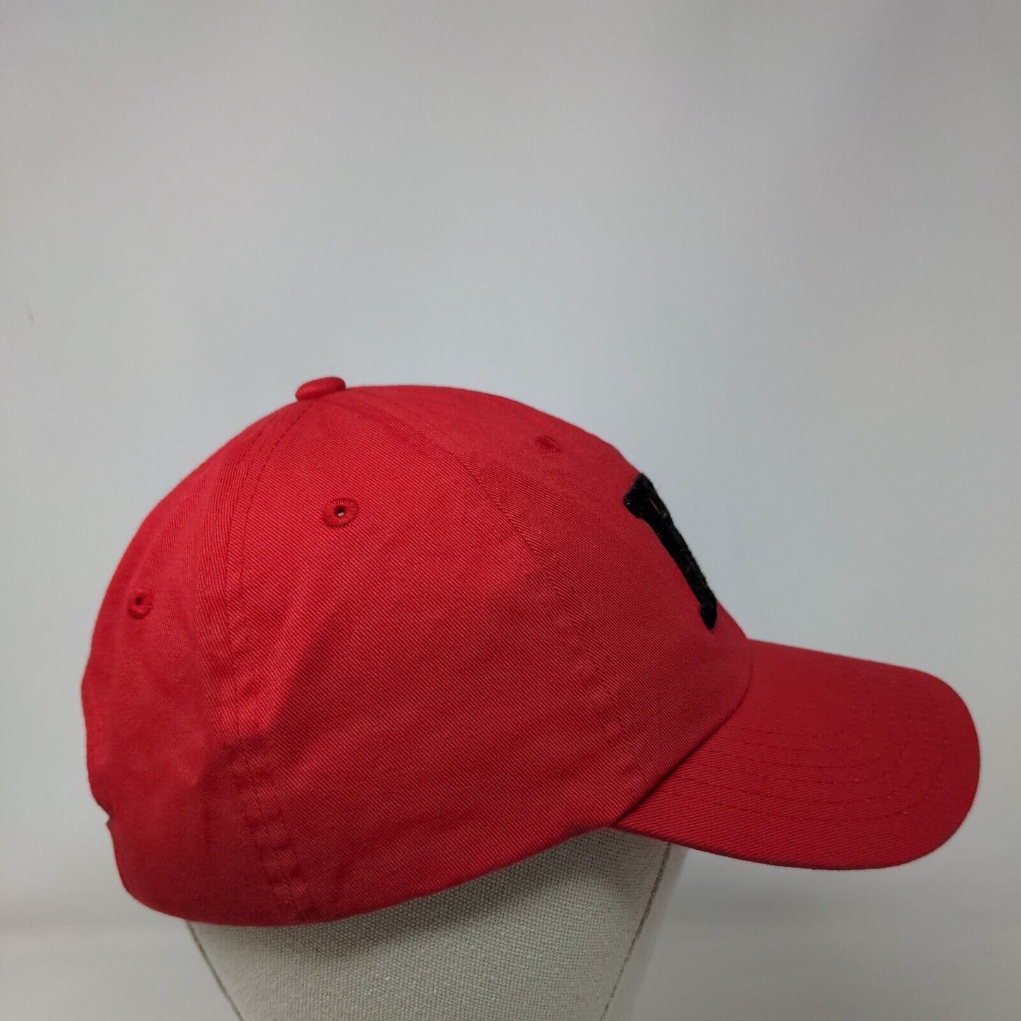 DC Slideback Hat Red One Size Adjustable Embroidered Vented Holes 6 Panel