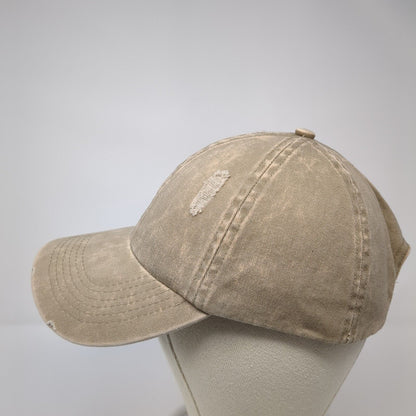 David And Young Slideback Hat Tan One Size Adjustable Distressed 6 Panel