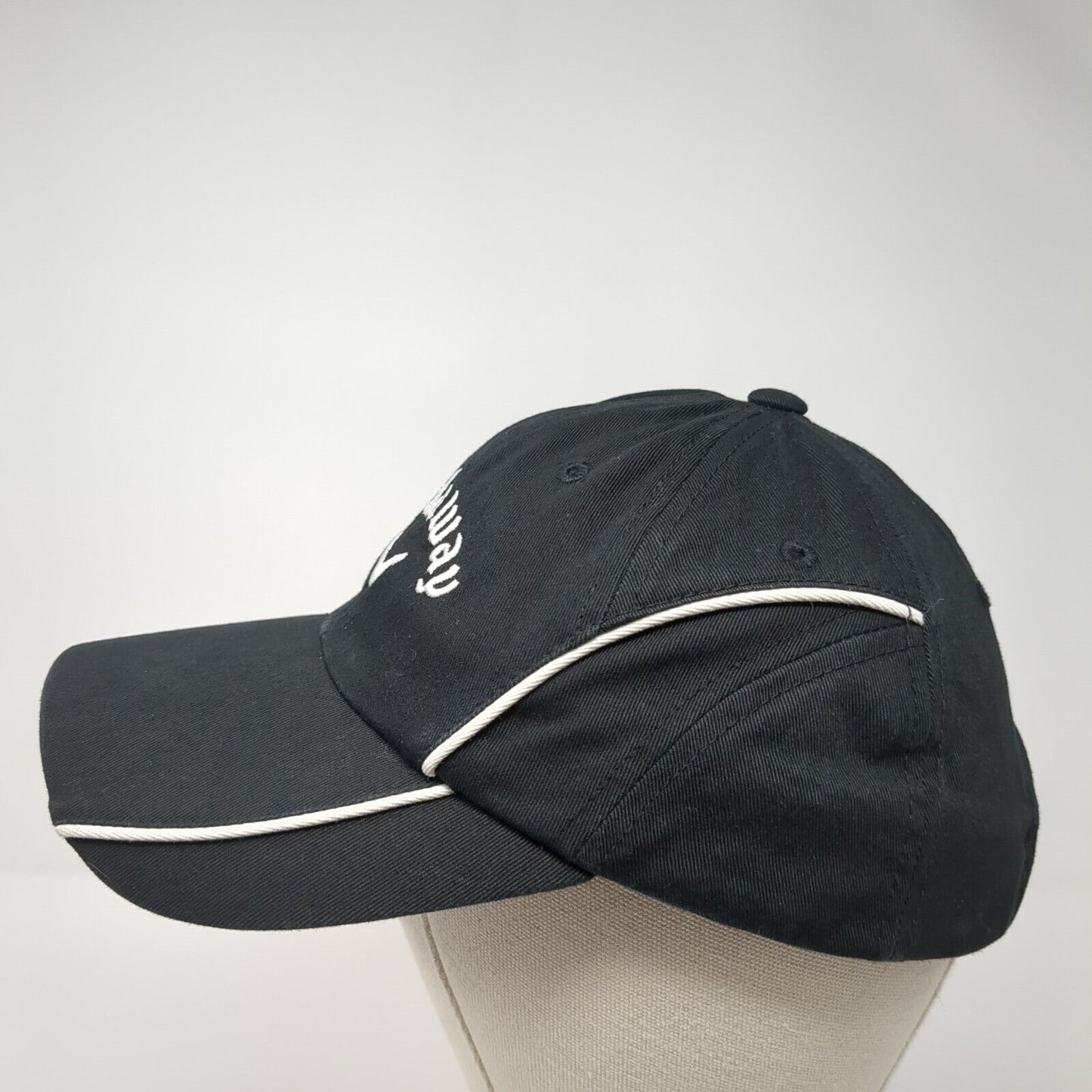 Callaway Strapback Hat Black One Size Adjustable Embroidered Piping