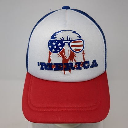 'Merica Eagle Snapback Trucker Hat Multicolor OS Adjustable Mesh Back Patriotic