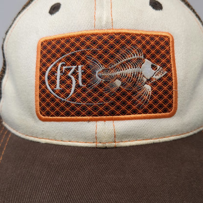 Costa Baseball Cap Brown One Size Fish Skeleton Patch Mesh Back Strapback Hat