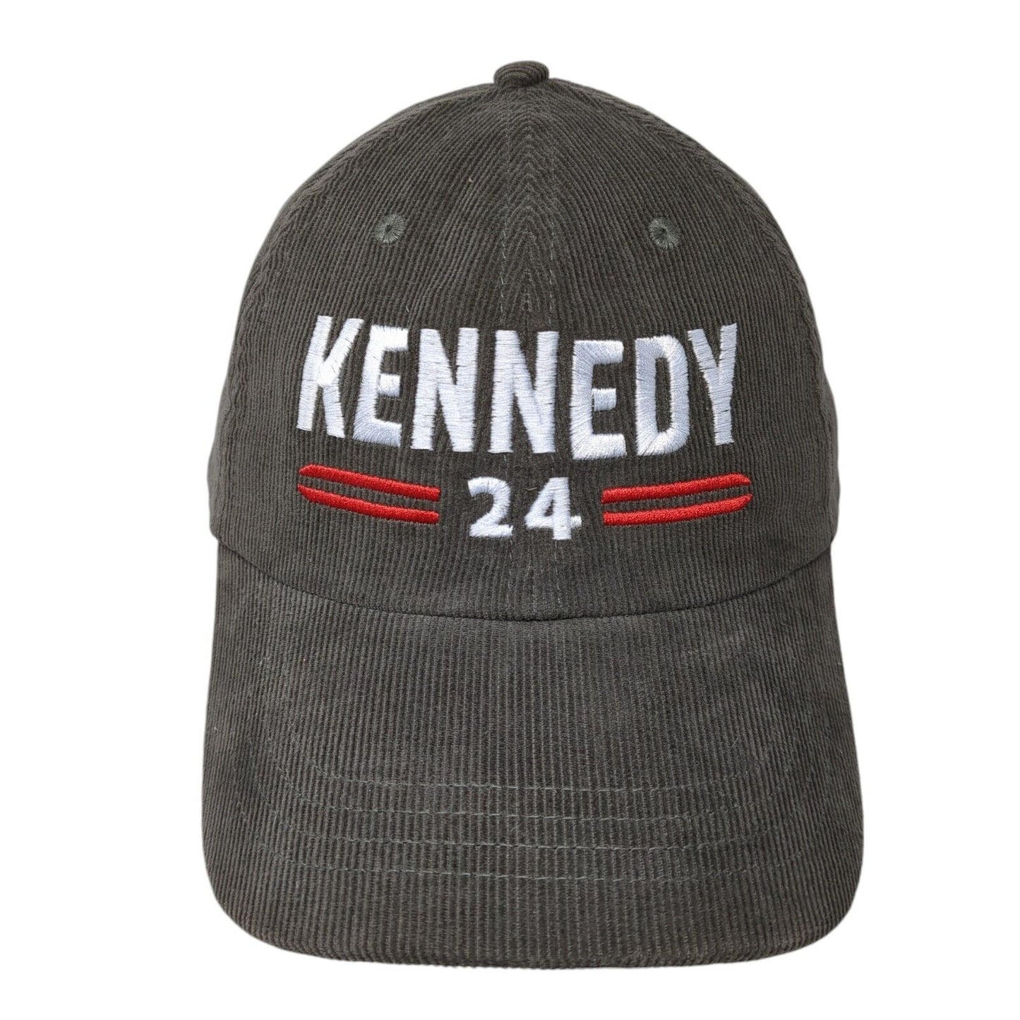 Kennedy 24 Slideback Hat Gray OSFA Adjustable Embroidered Corduroy Cotton