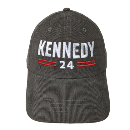 Kennedy 24 Slideback Hat Gray OSFA Adjustable Embroidered Corduroy Cotton