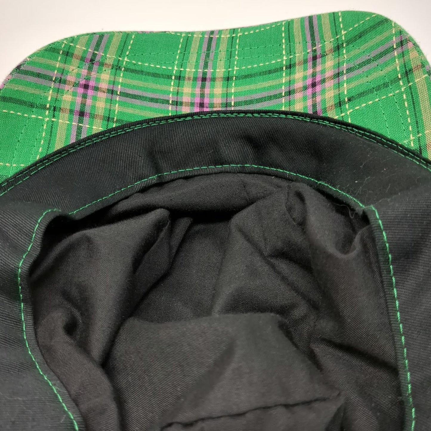 Putnam Sourcing Group Army Cap Green One Size Plaid Pattern Cotton Hat Flat Top
