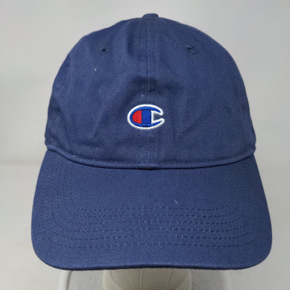 Champion Slideback Hat Blue OSFA Adjustable Embroidered Vented Holes 6 Panel