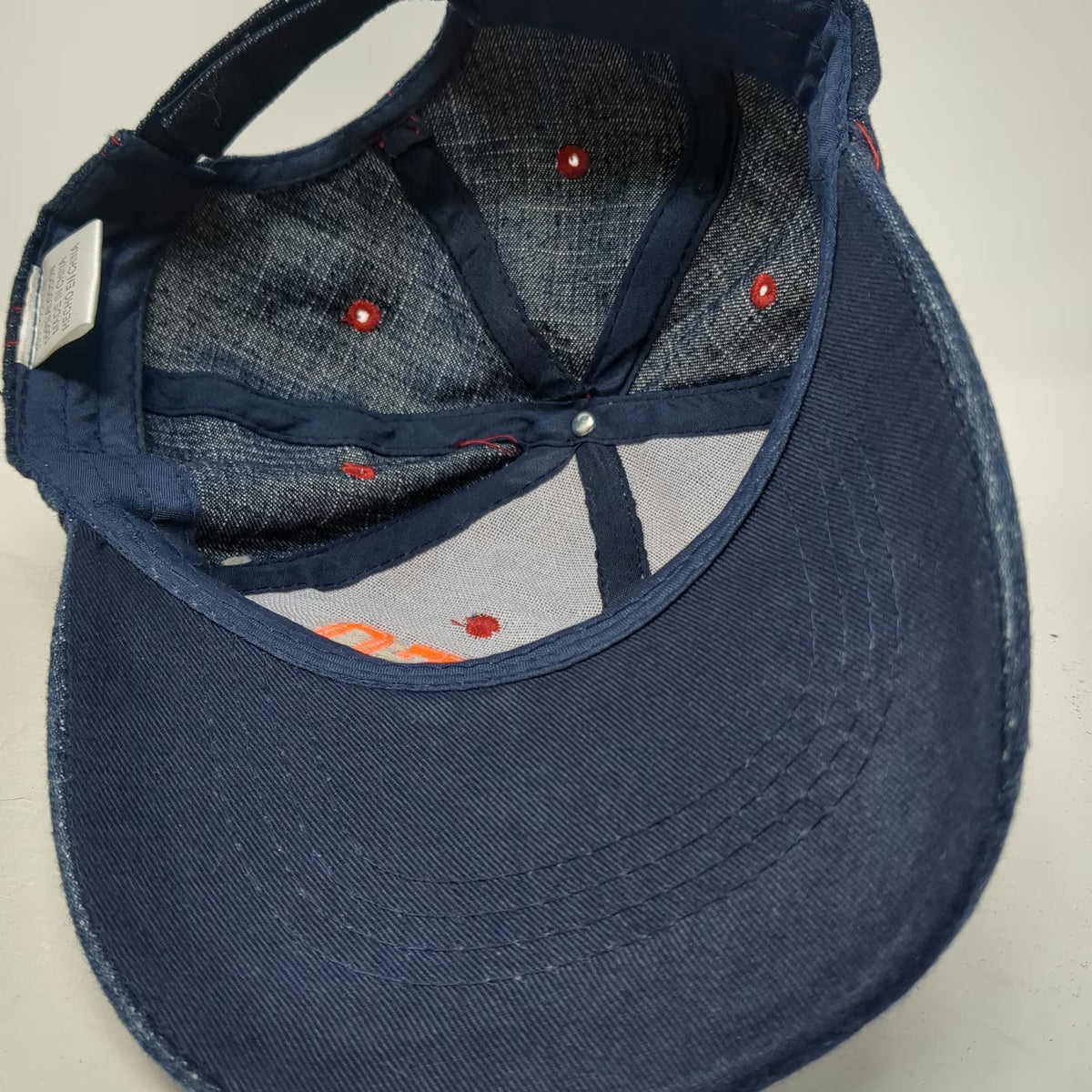 Blue Rosarito Mexico Denim Baseball Cap One Size Strapback Hat Orange Stitching