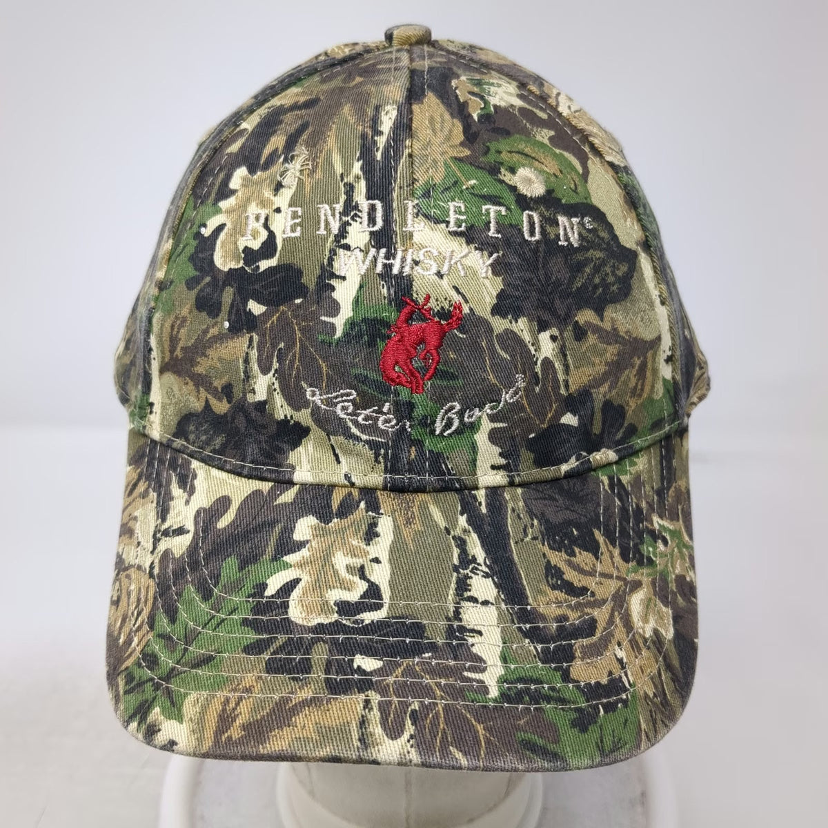 Pendleton Whisky Baseball Cap Green Camo One Size Let'er Buck Hat Logo