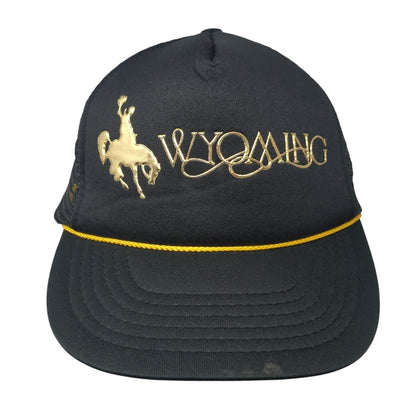Wyoming Trucker Hat Black One Size Adjustable Mesh Back Rope Polyester