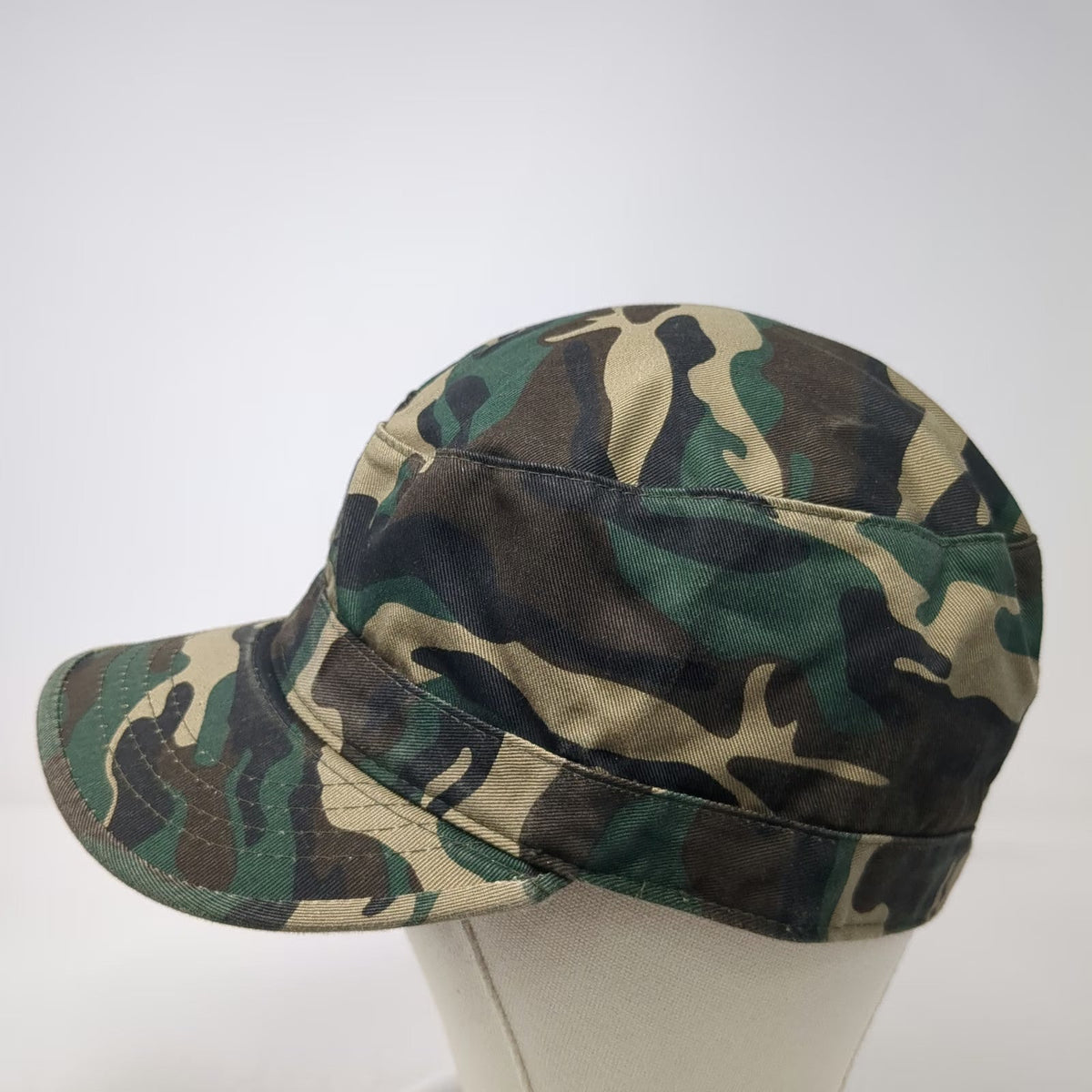Ethos Army Cap Green L Camo Cotton Fitted Flat Top Woodland Pattern Hat