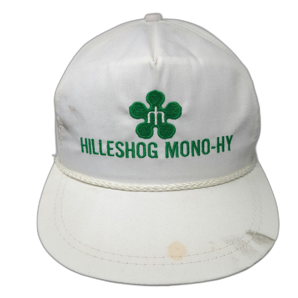 K-Products Trucker White Hat OS Rope Brim Hilleshog Mono-Hy Vintage