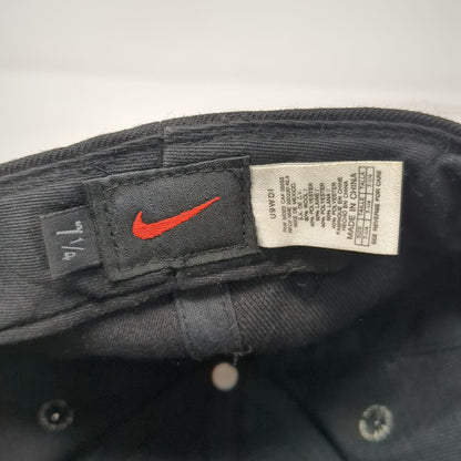 Nike Baseball Cap Black 7 1/4 Fitted Hat Green Underbrim Wool Blend Vintage