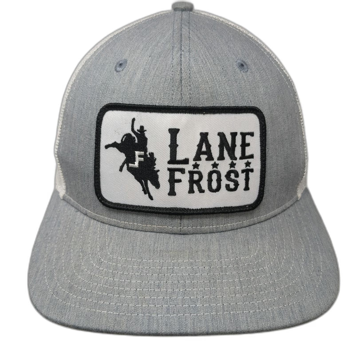 Richardson Trucker Hat Gray One Size Rodeo Bull Rider Lane Frost Patch 112 Snap