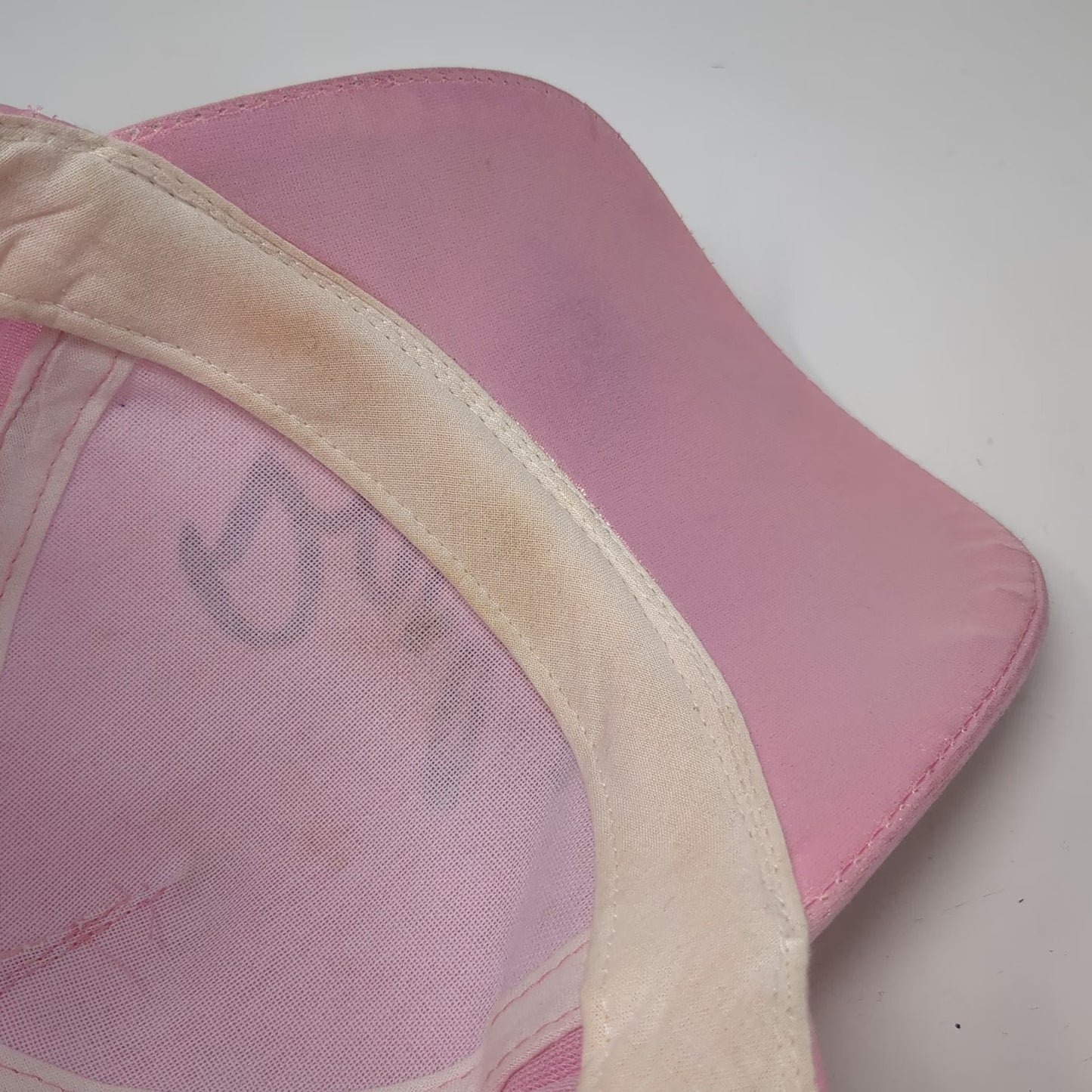 Barbie Girls Pink OS Hat Iridescent Script Logo Mattel Strapback Distressed