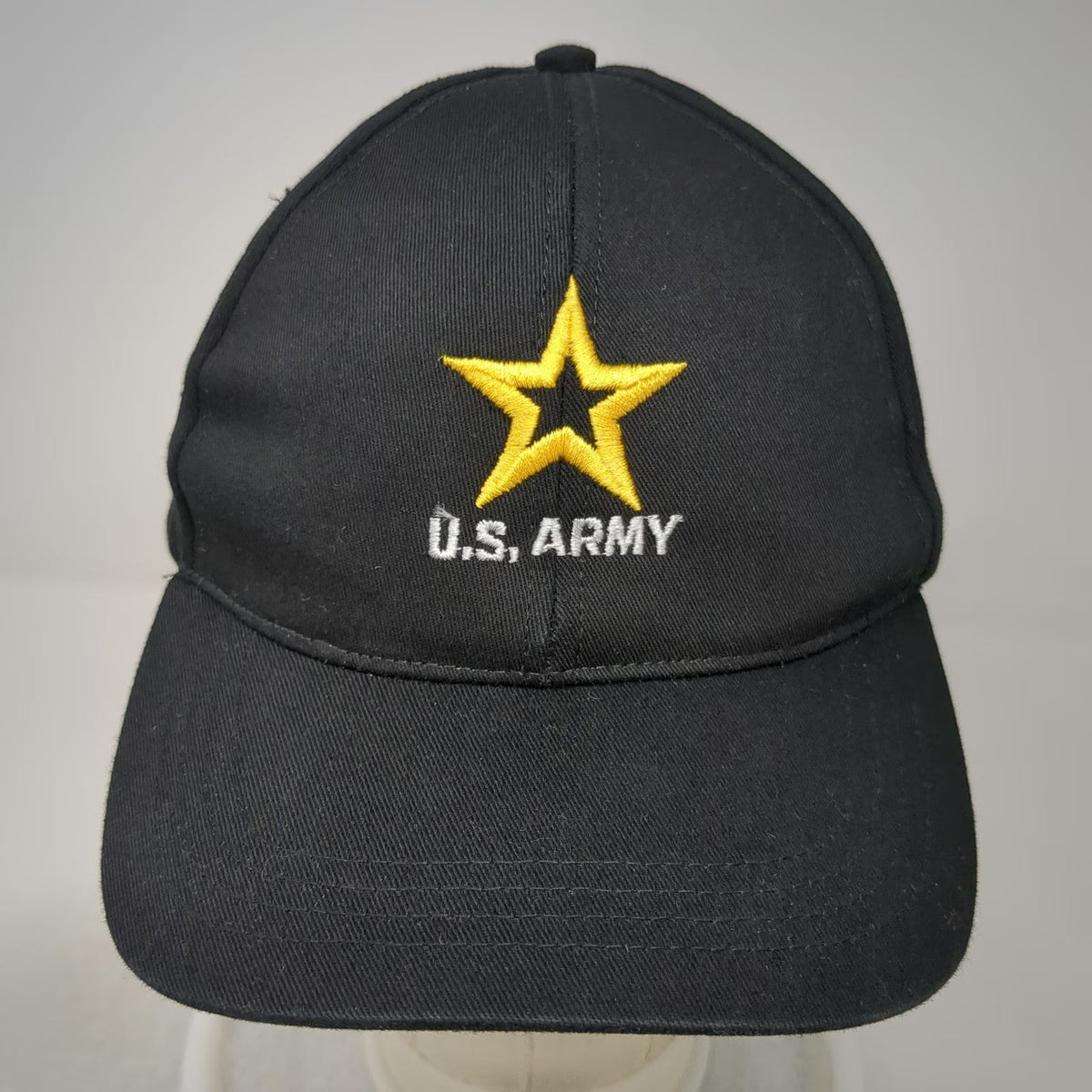 Black One Size Baseball Cap US Army Embroidered Star Made in USA Military Hat